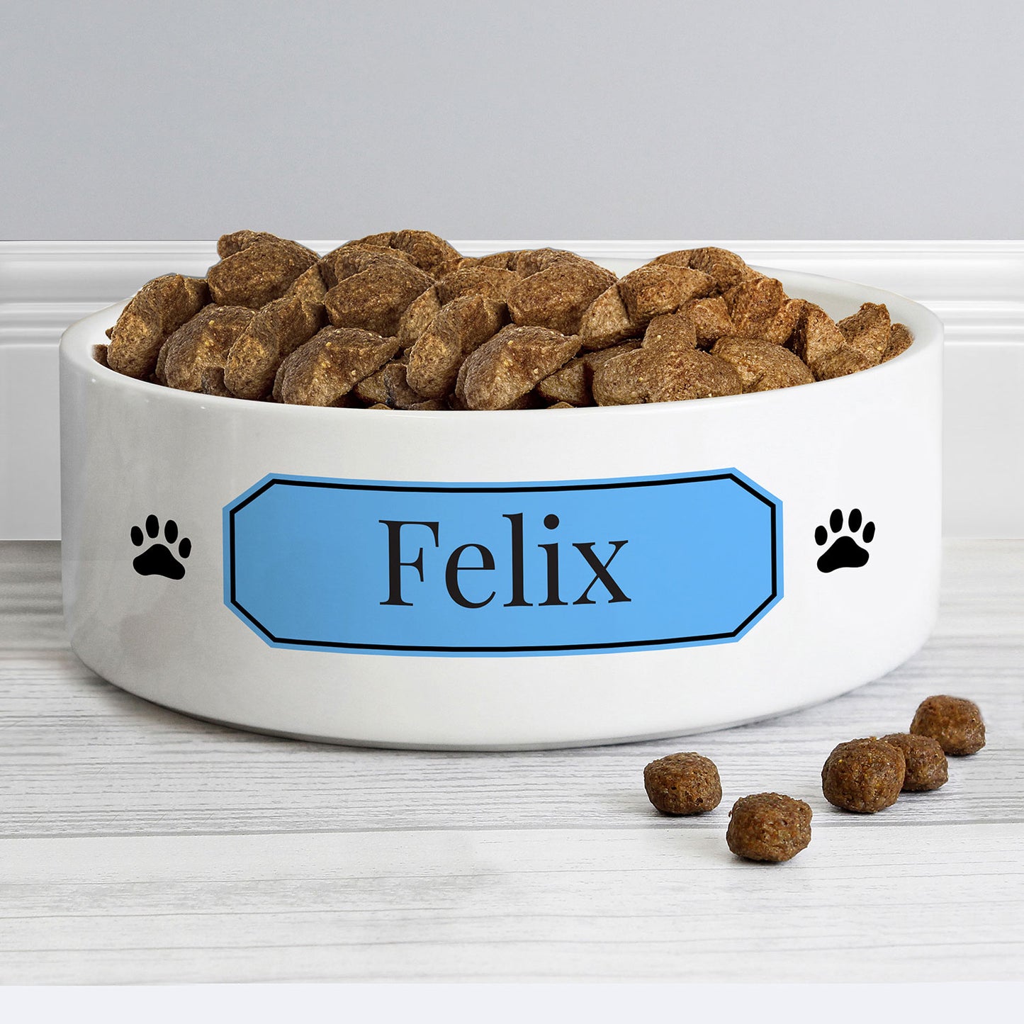 Personalised Blue Plaque Medium Pet Bowl