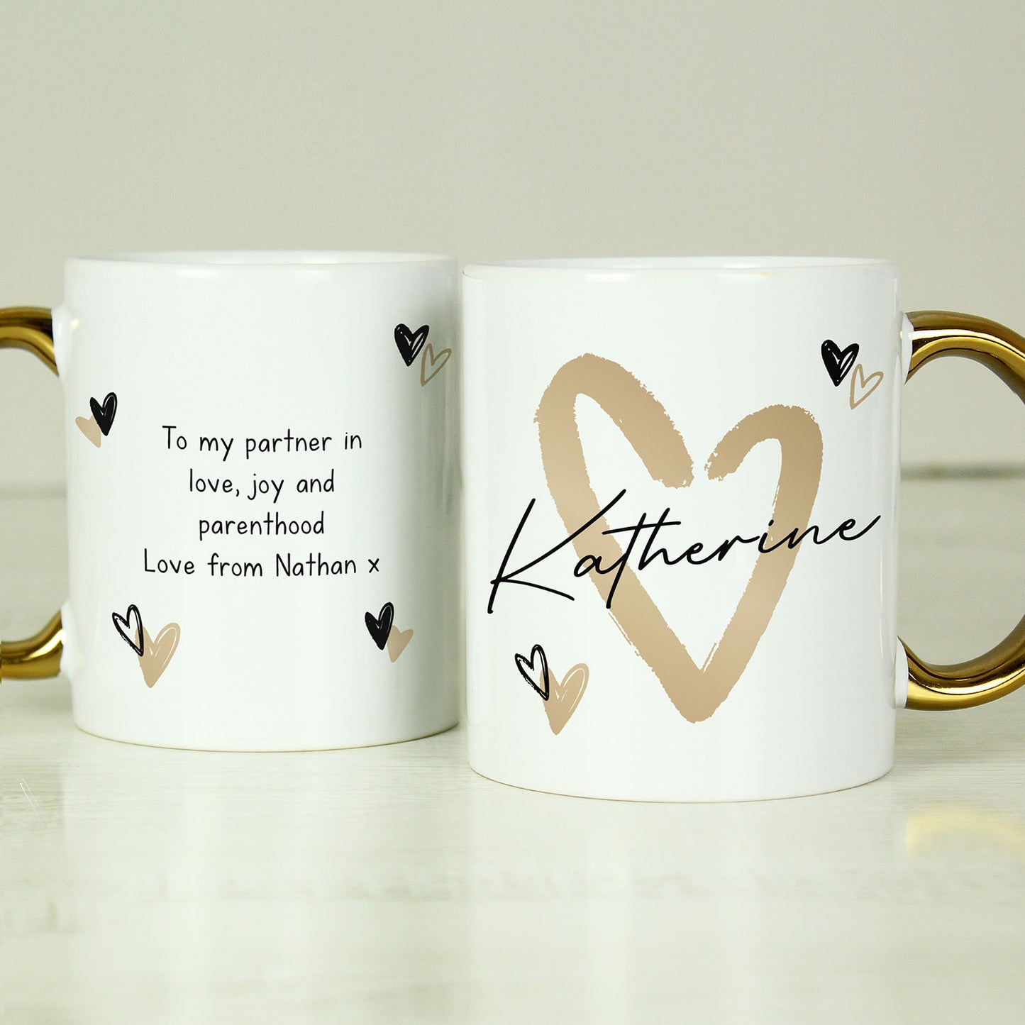 Personalised Gold Heart Mug