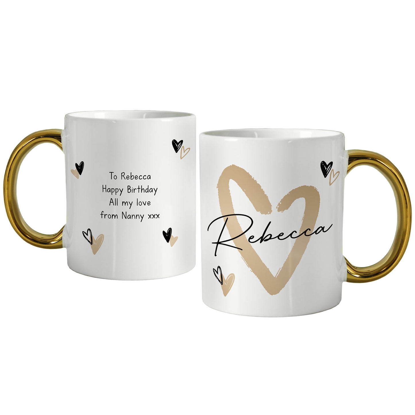 Personalised Gold Heart Mug