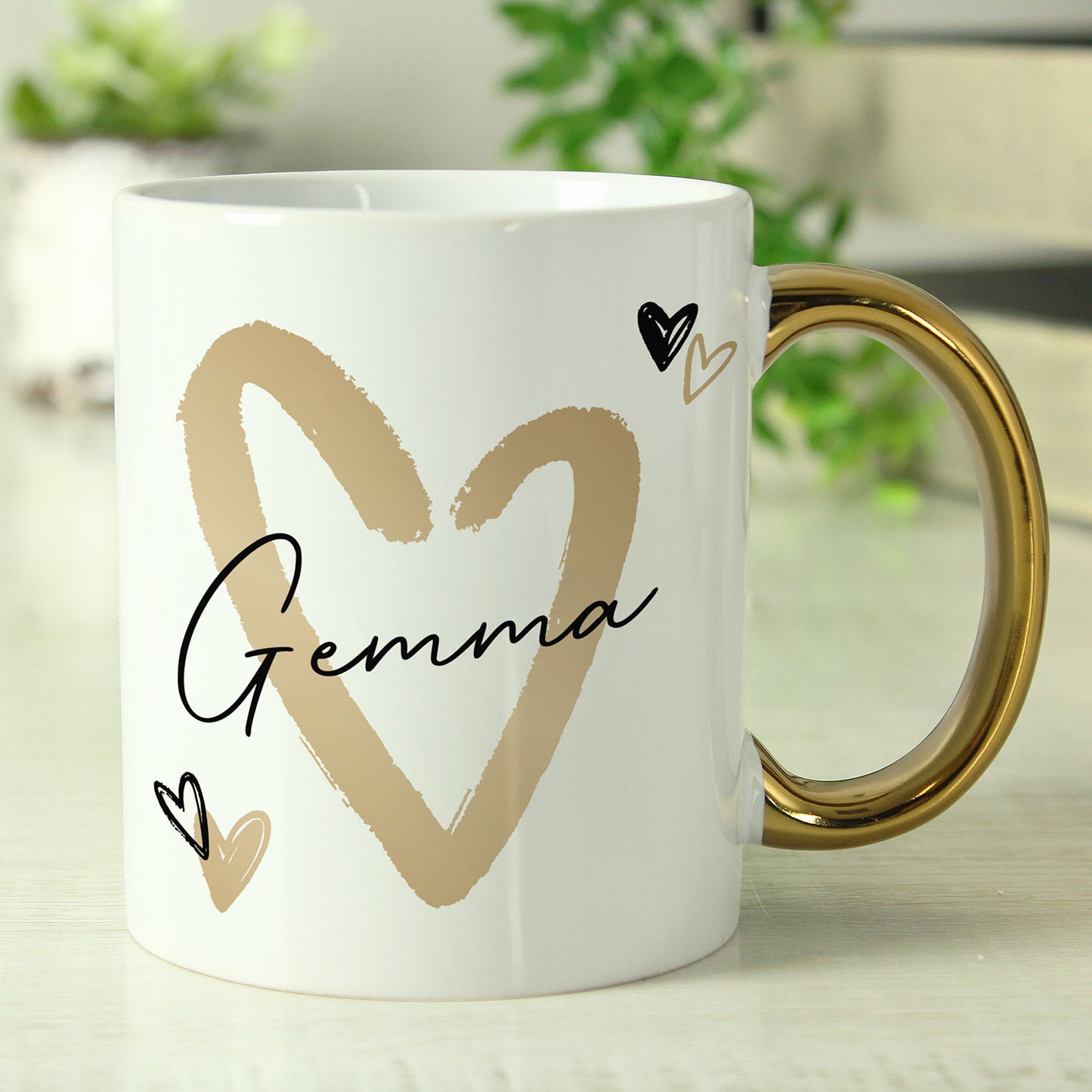 Personalised Gold Heart Mug