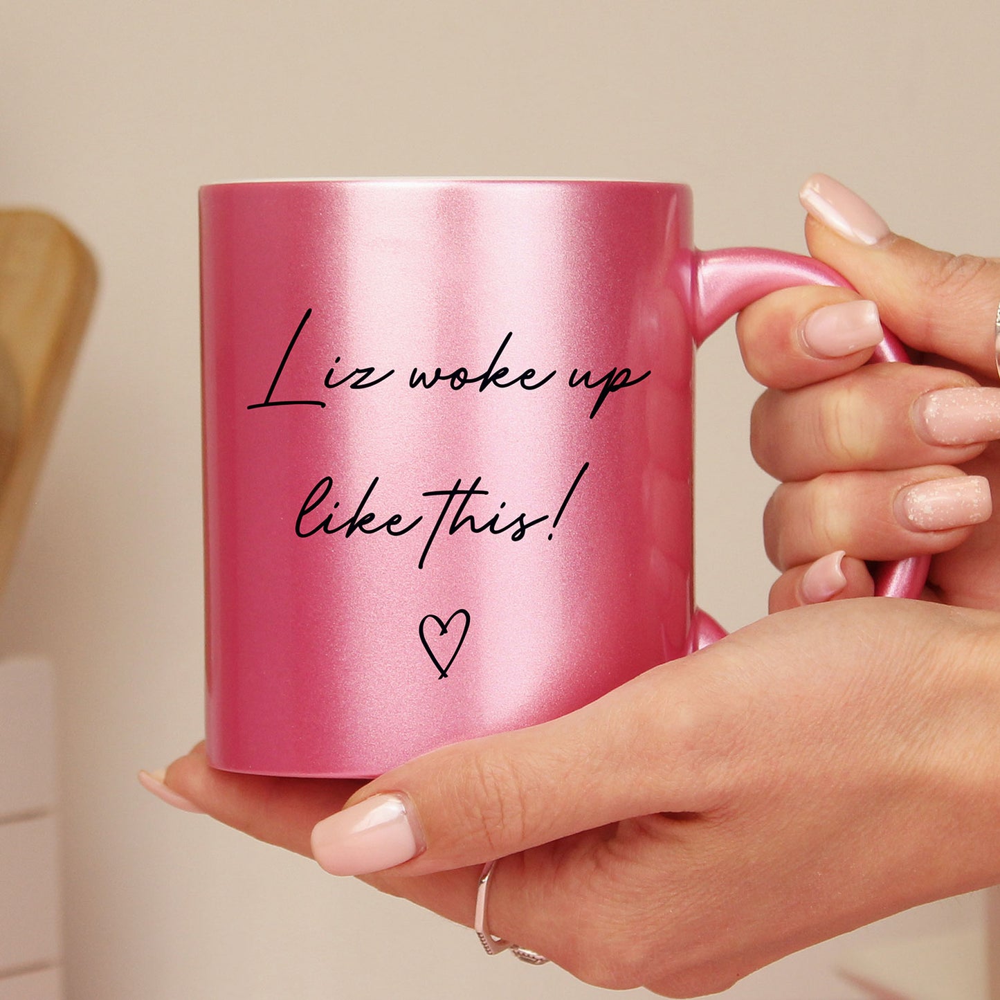 Personalised Pink Glitter Mug