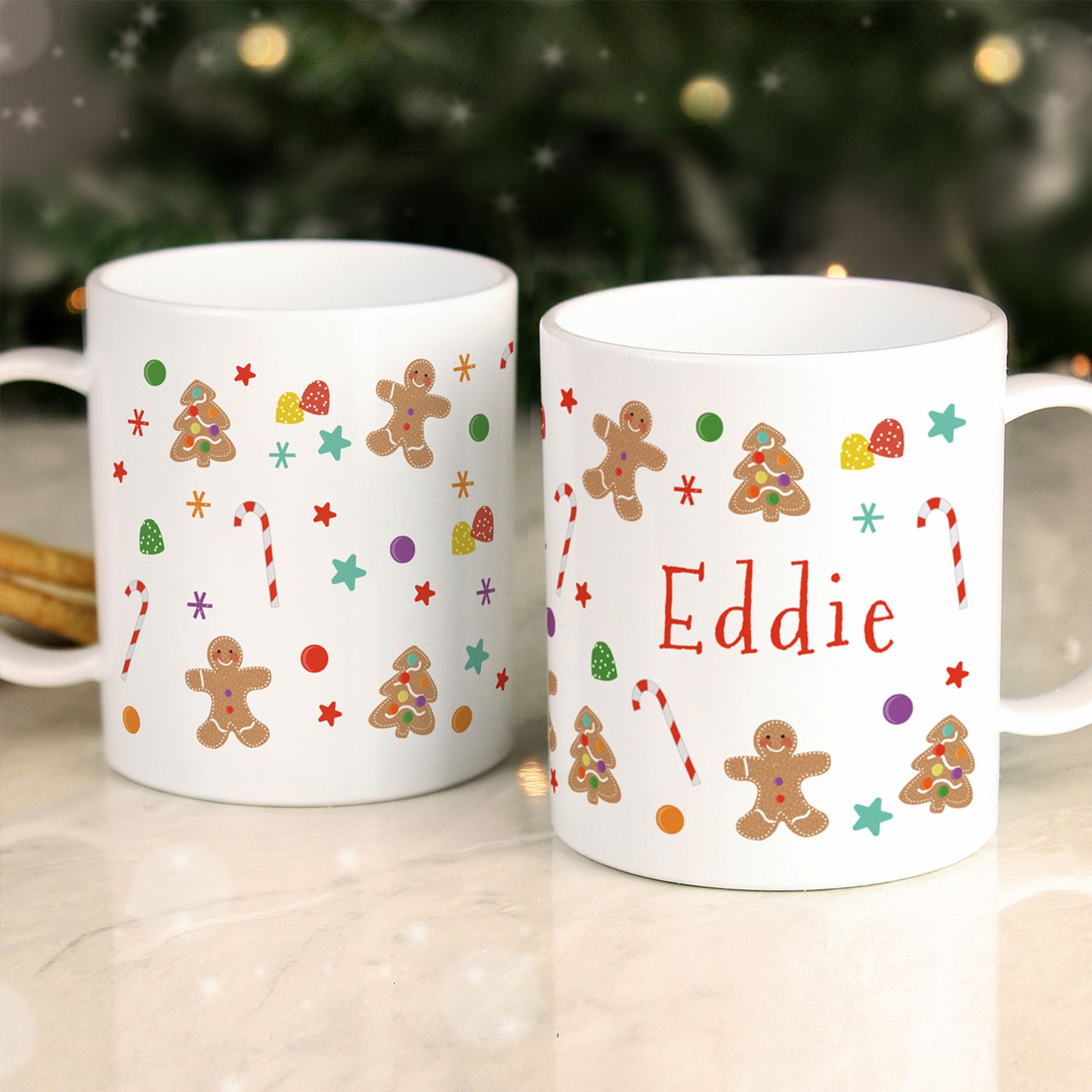 Personalised Gingerbread Christmas Plastic Mug