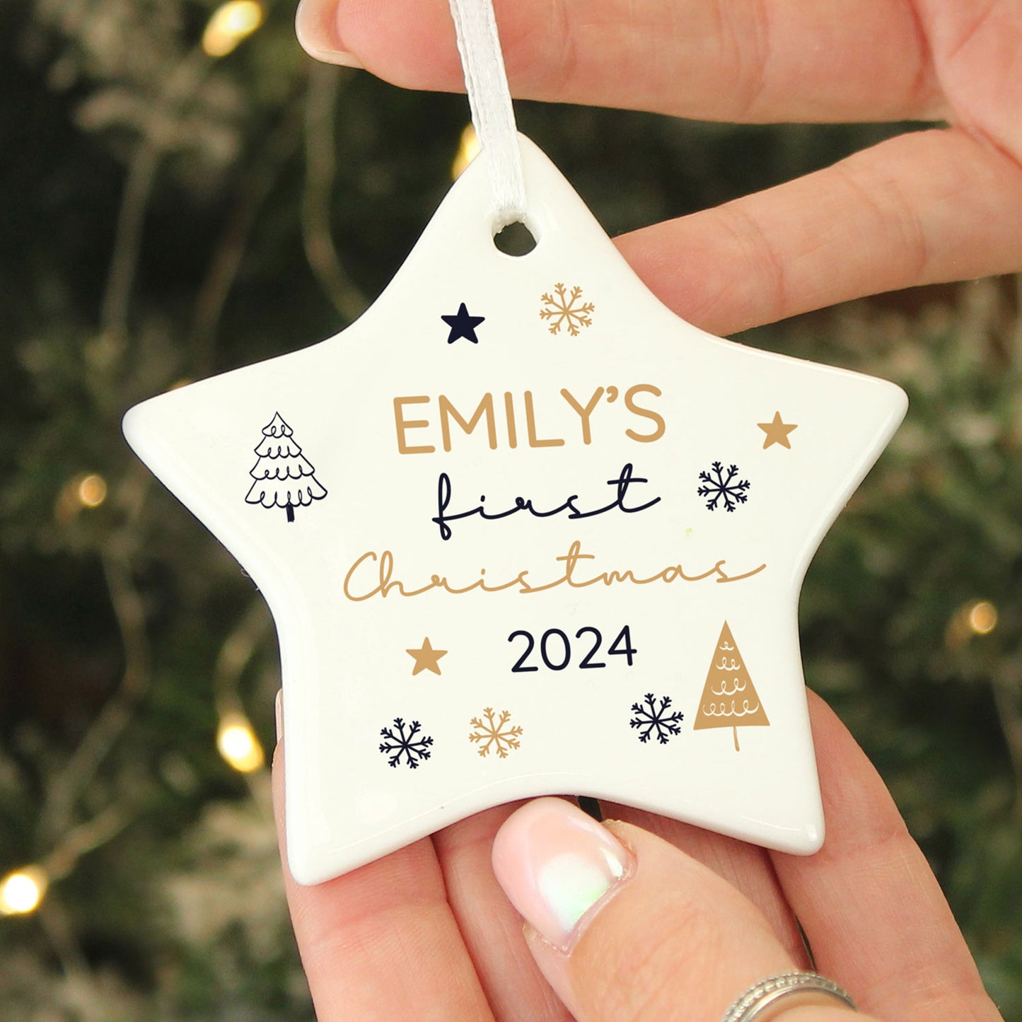 Personalised First Christmas Star Decoration