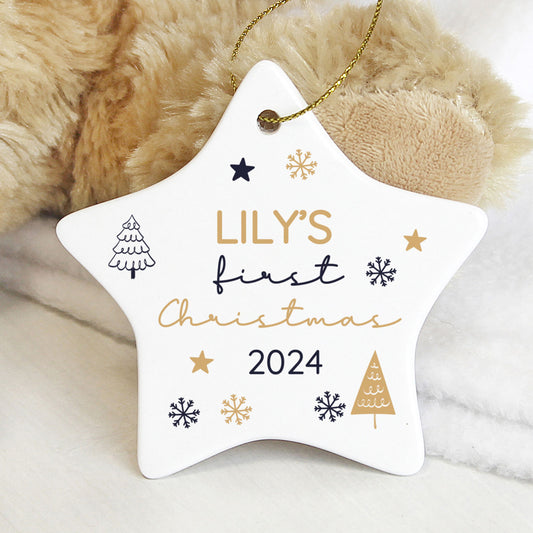 Personalised First Christmas Star Decoration