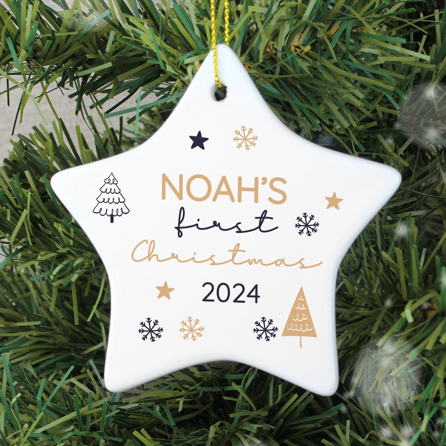 Personalised First Christmas Star Decoration