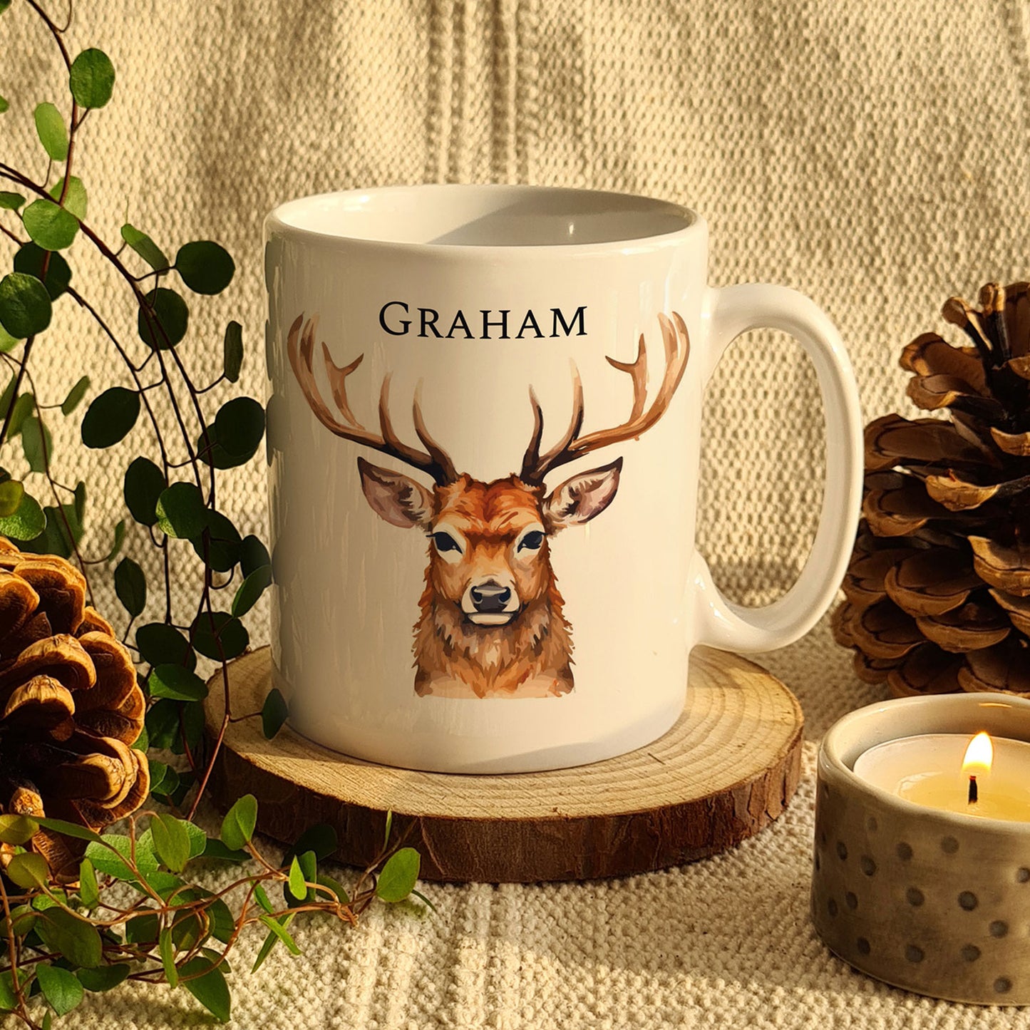 Personalised Watercolour Stag Mug