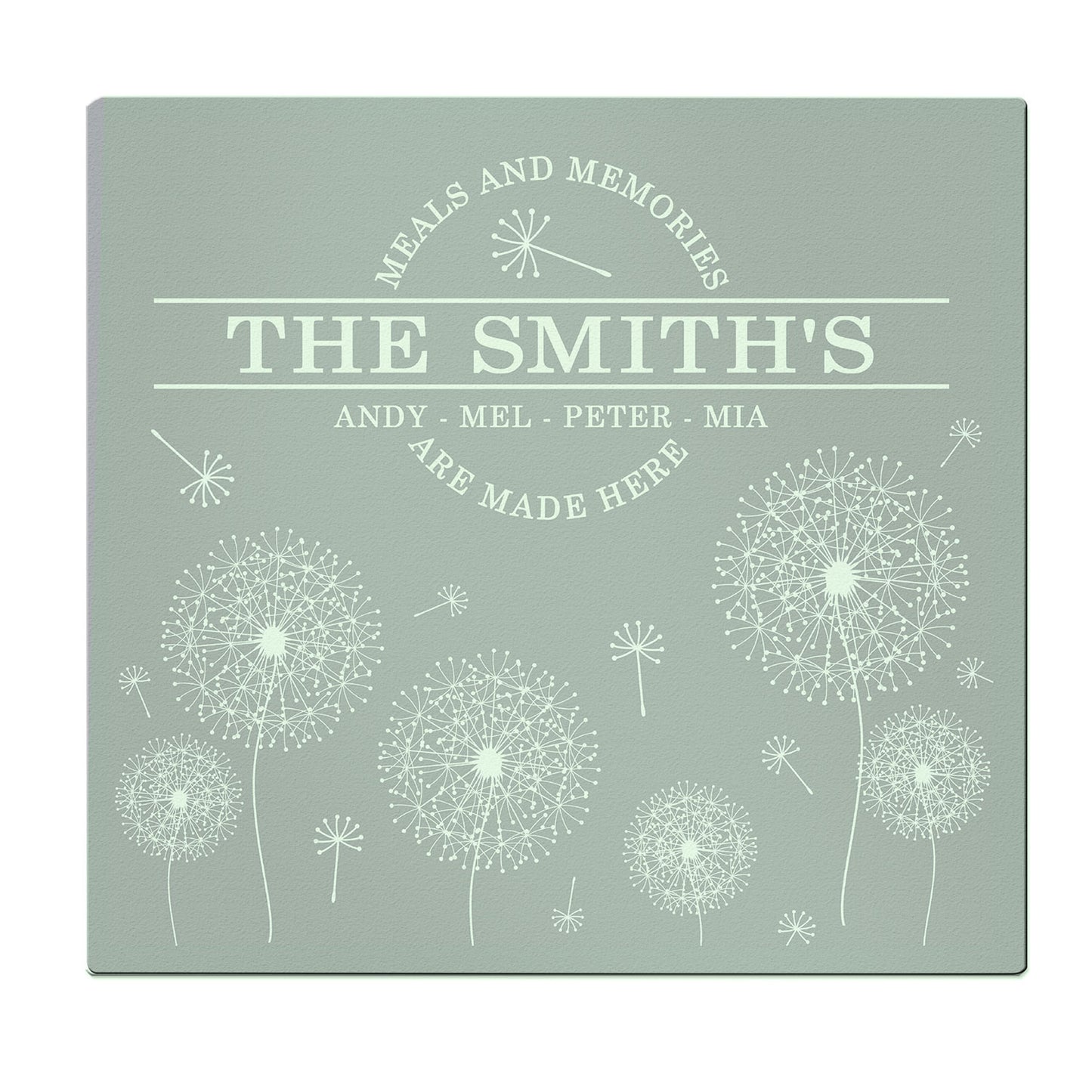 Personalised Dandelion Glass Chopping Board