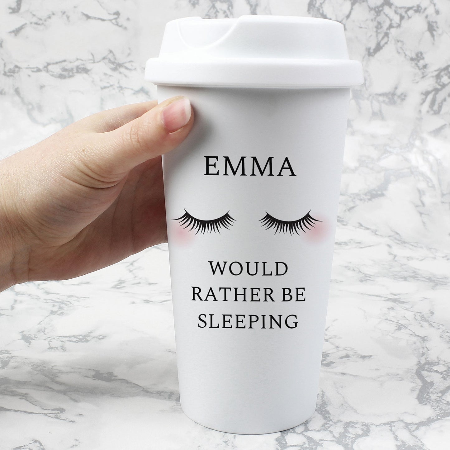 Personalised Eyelashes Travel Cup