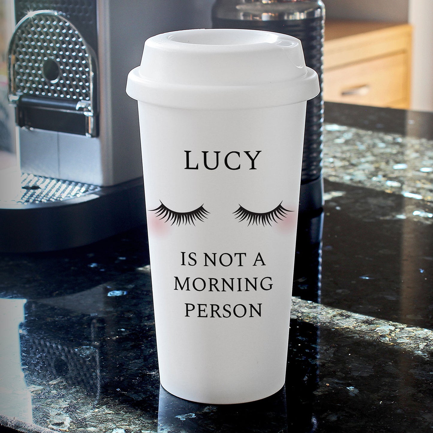 Personalised Eyelashes Travel Cup