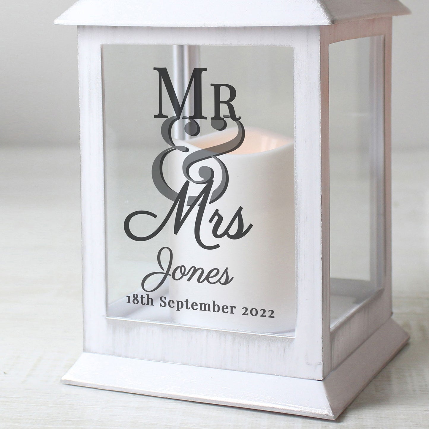 Personalised Flameless White Lantern