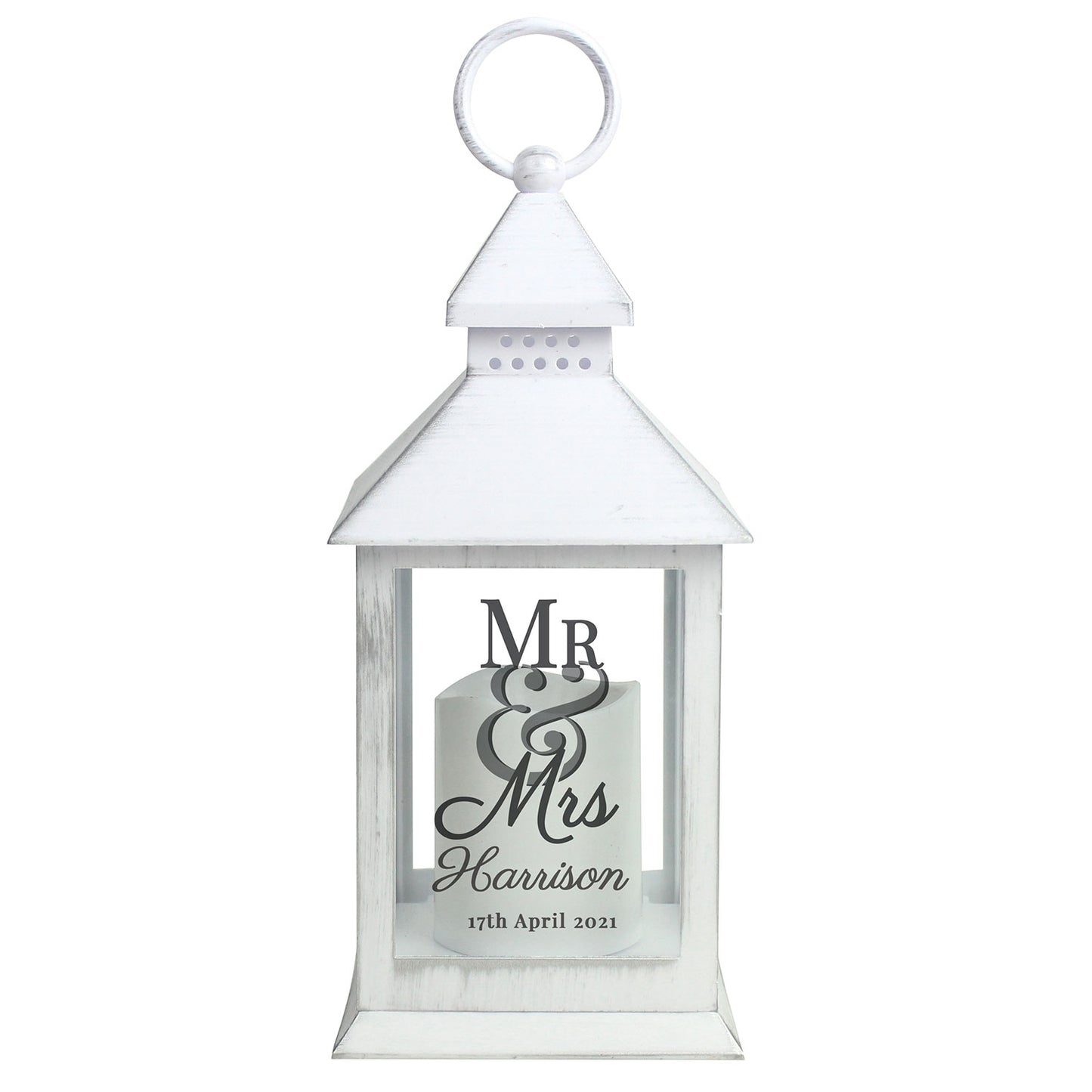 Personalised Flameless White Lantern