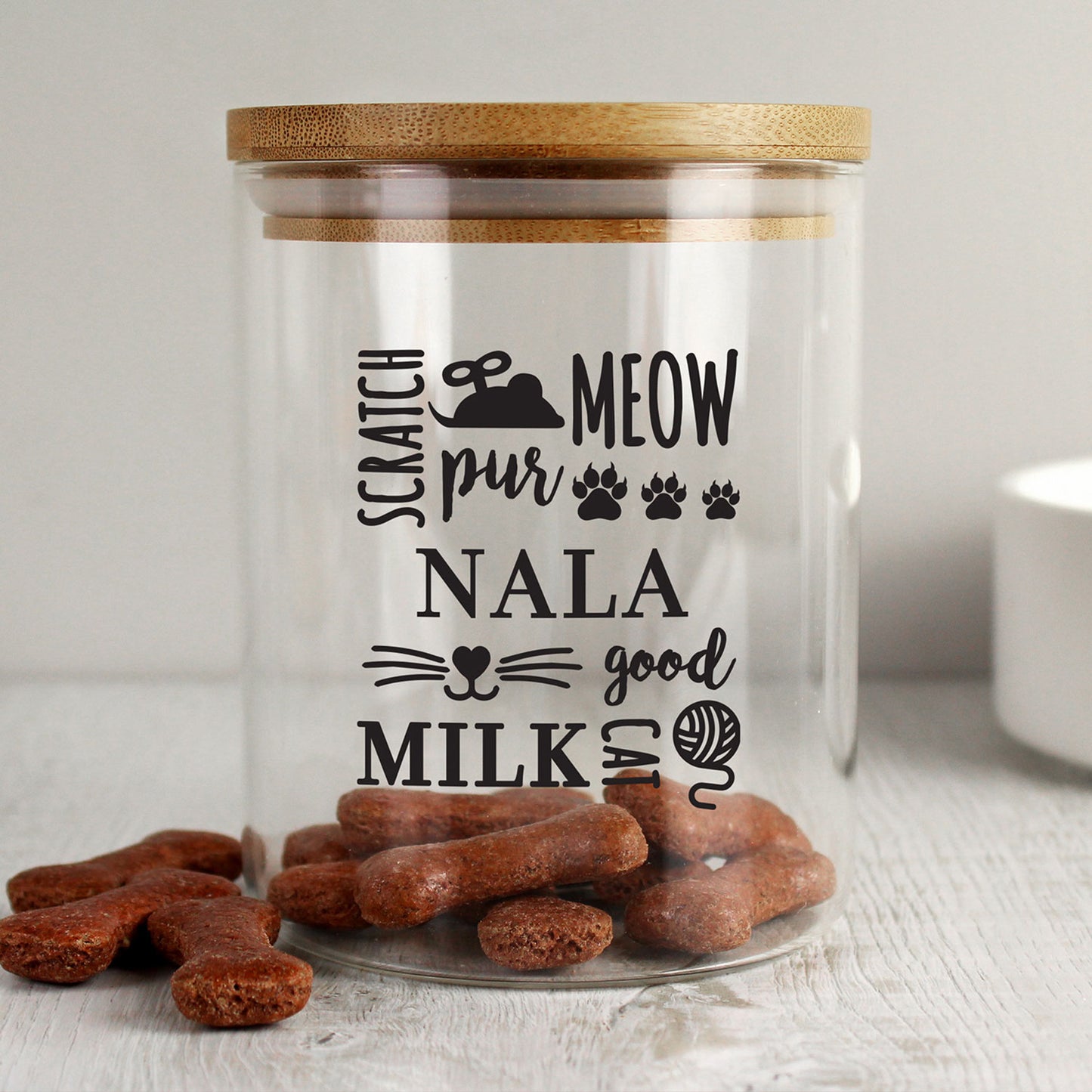 Personalised Glass Cat Treat Jar