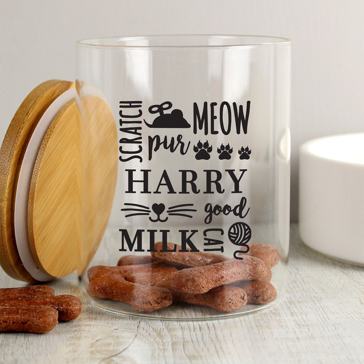 Personalised Glass Cat Treat Jar