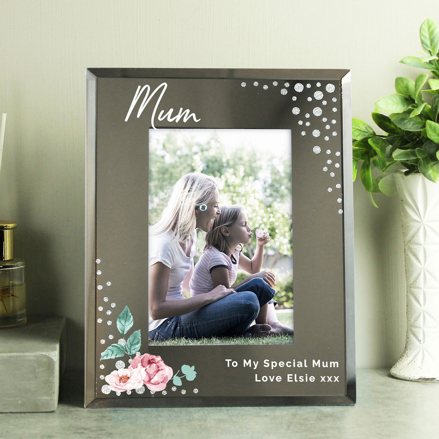 Personalised Diamante Glass Picture Frame