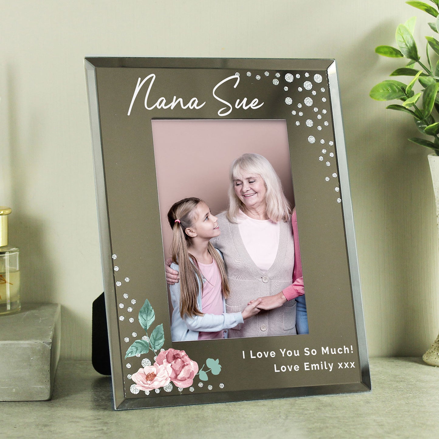 Personalised Diamante Glass Picture Frame