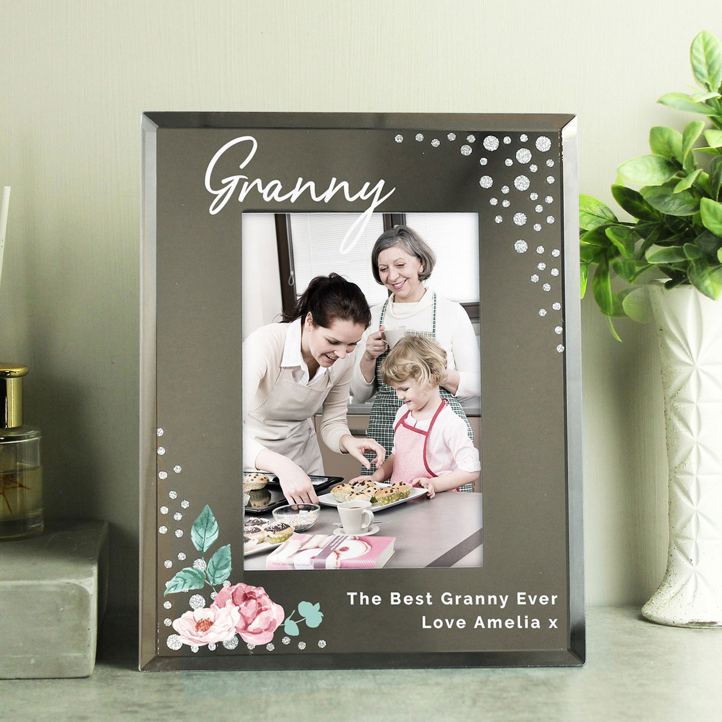 Personalised Diamante Glass Picture Frame