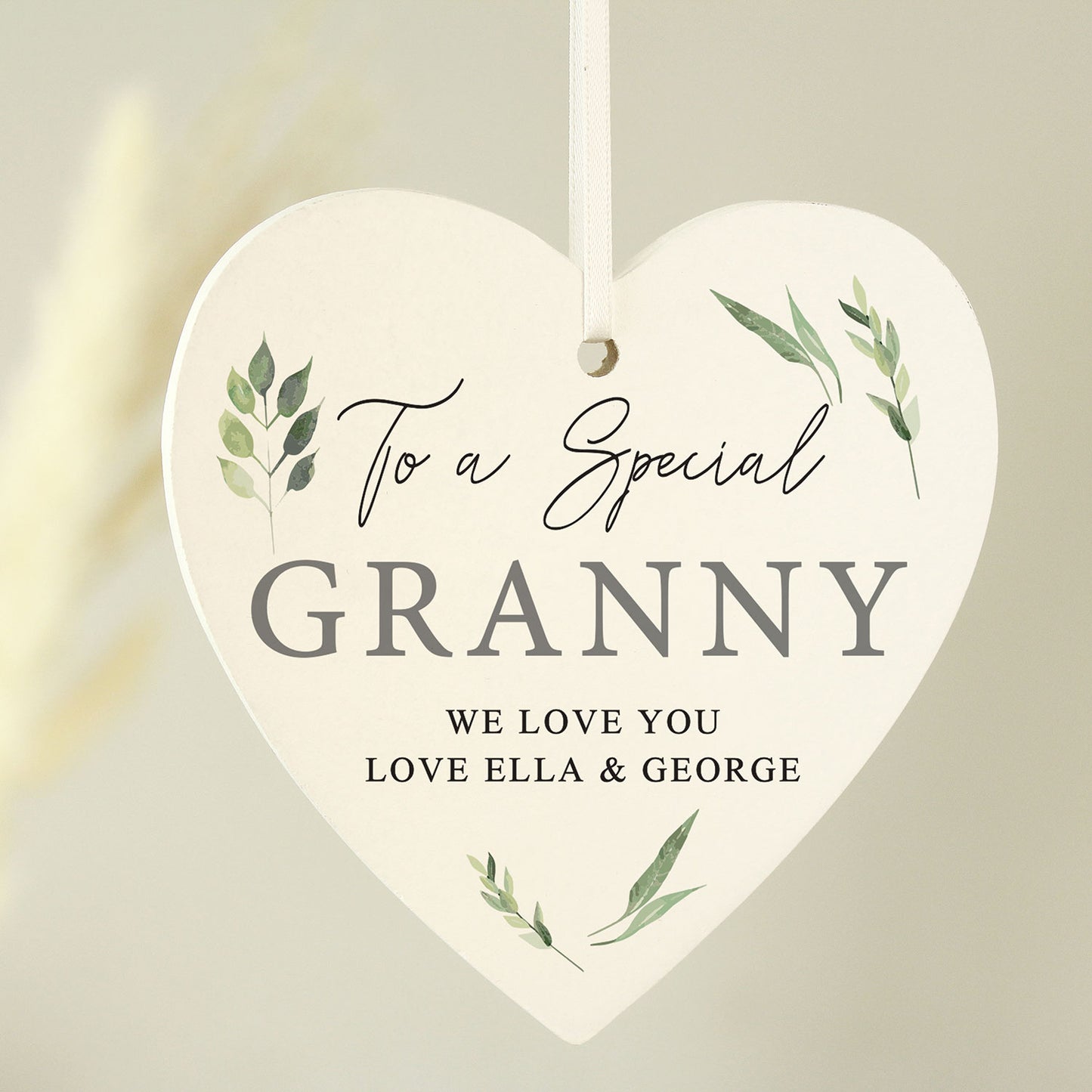 Personalised Botanical Wooden Heart Sign