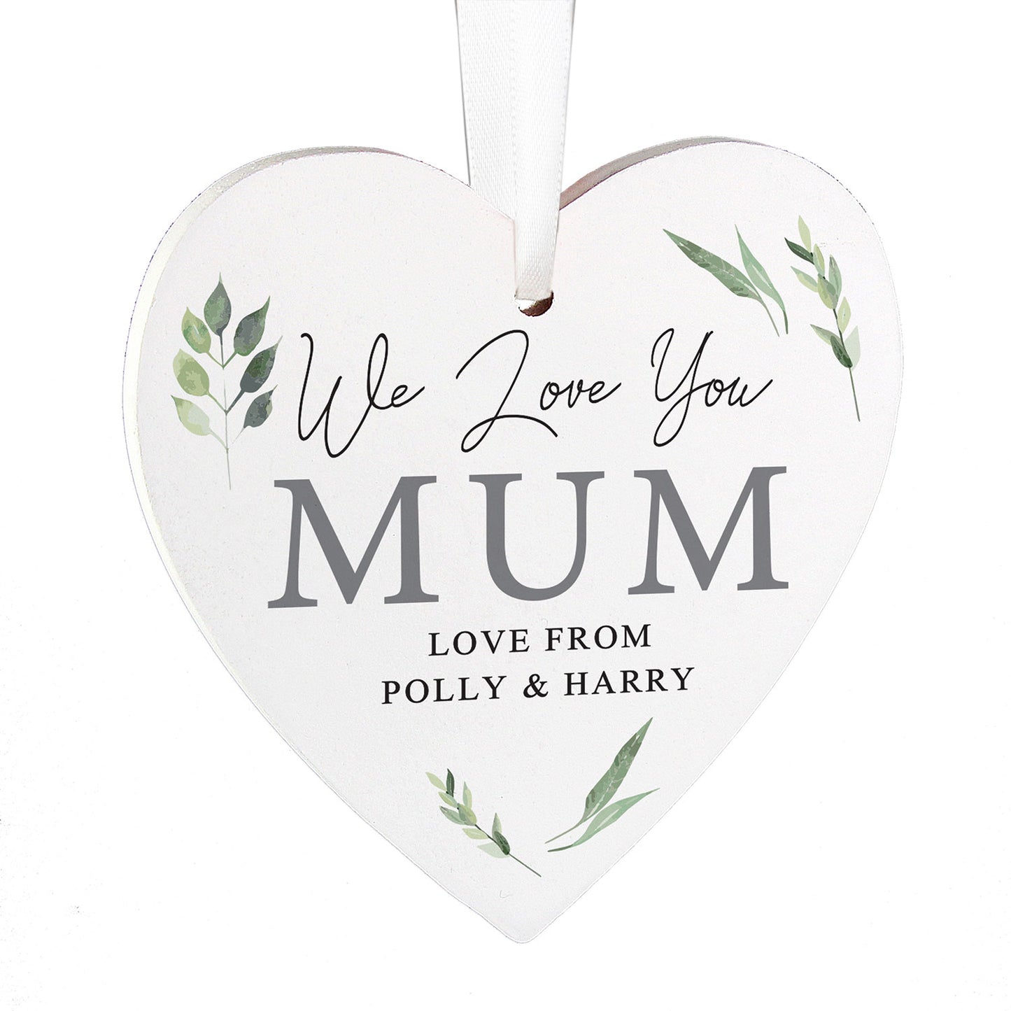 Personalised Botanical Wooden Heart Sign