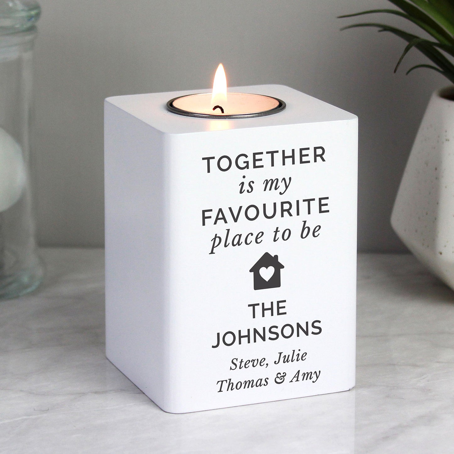 Personalised House Wooden Tealight Holder