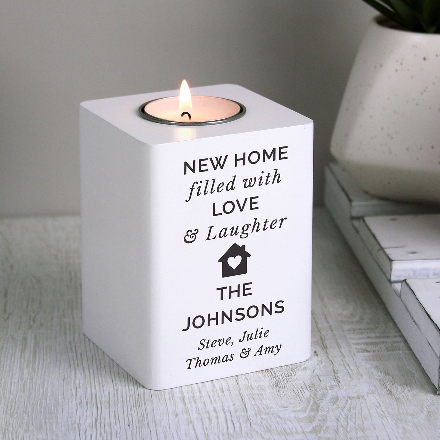 Personalised House Wooden Tealight Holder