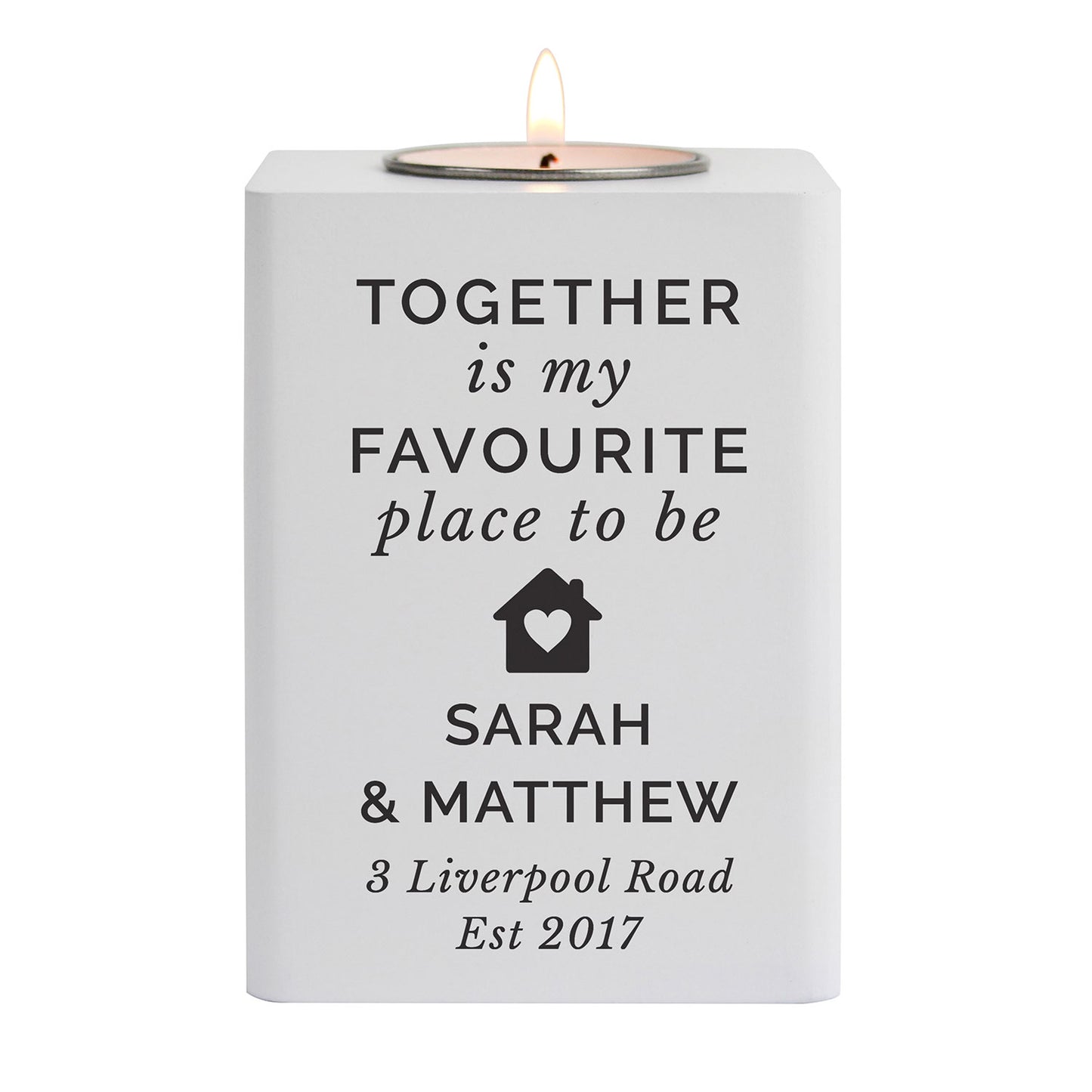 Personalised House Wooden Tealight Holder