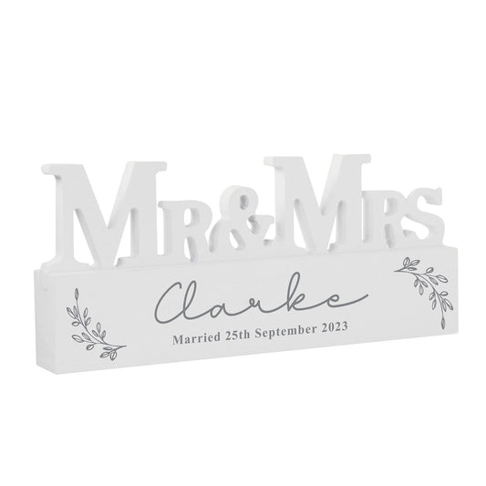 Personalised Mr & Mrs Wooden Ornament