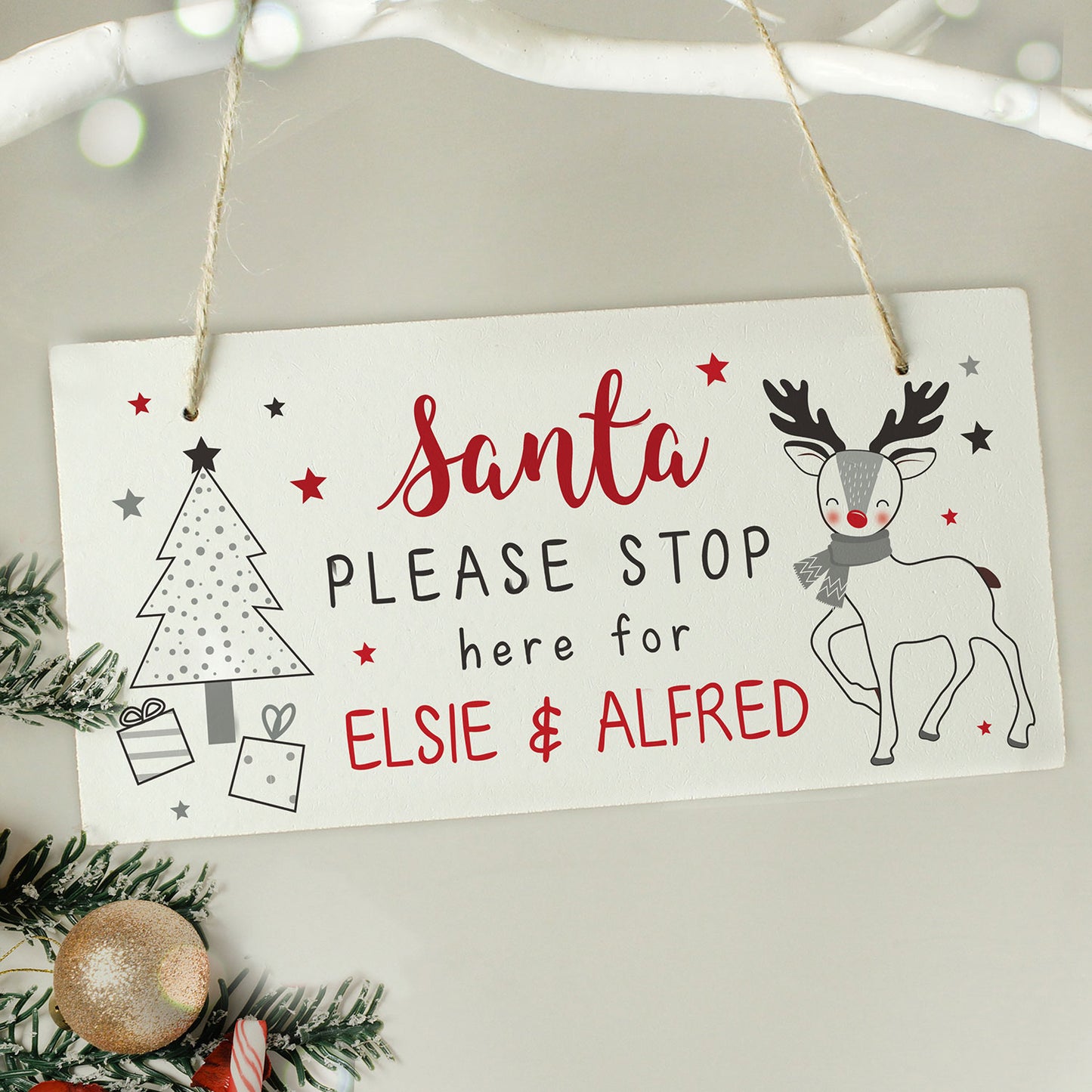 Personalised Santa Please Stop Here Rudolph Sign