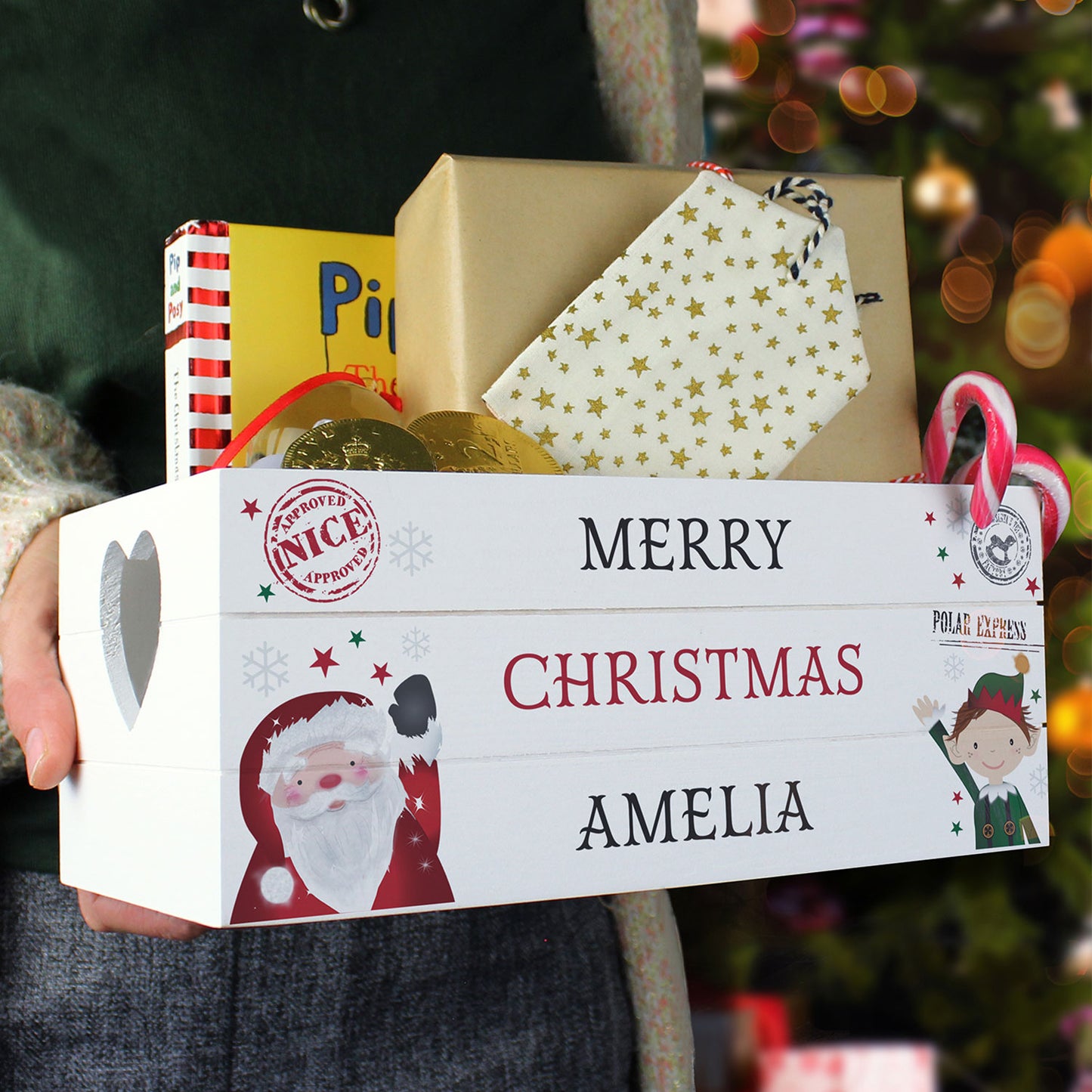 Personalised Small Wooden Christmas Box