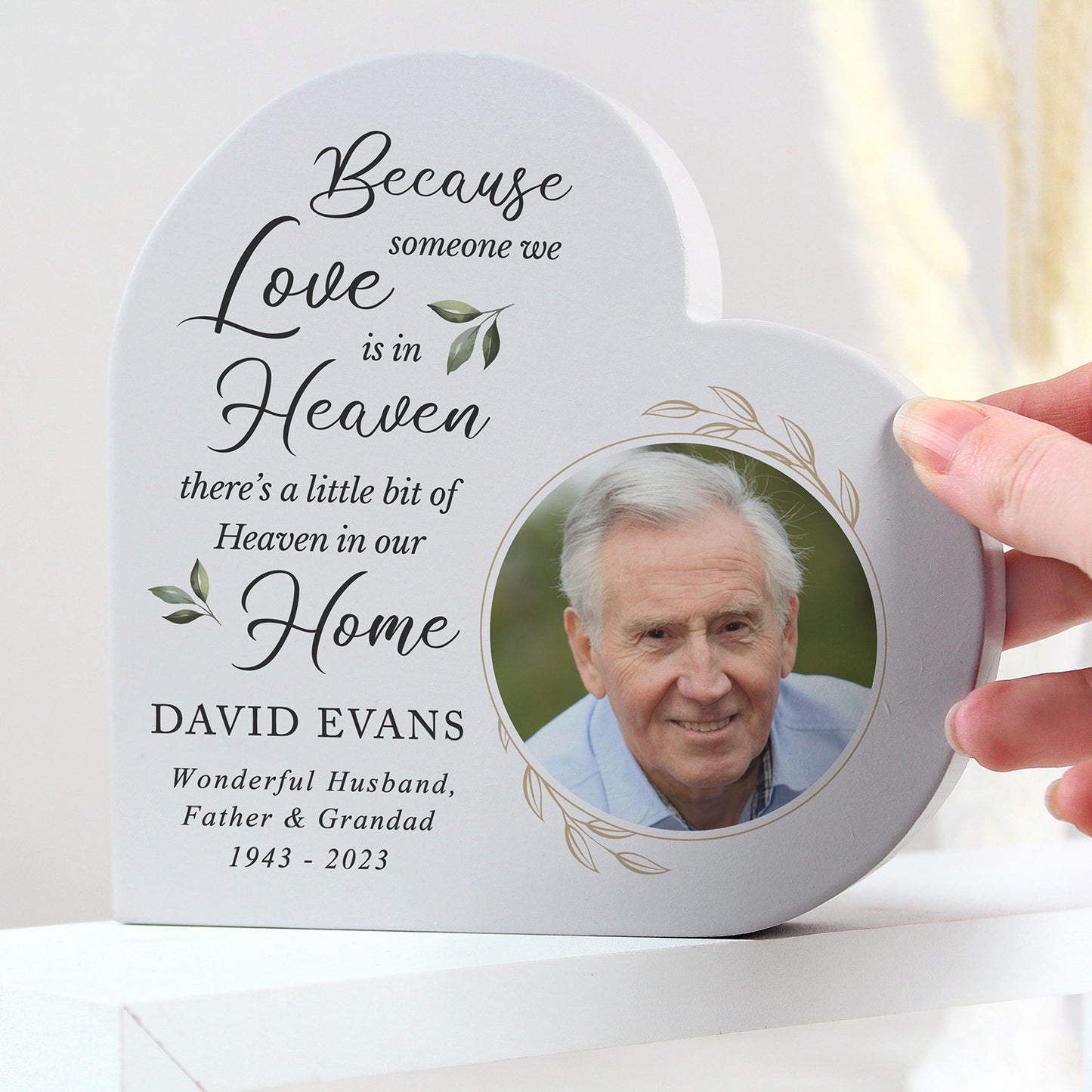 Personalised Botanical Memorial Photo Heart Ornament