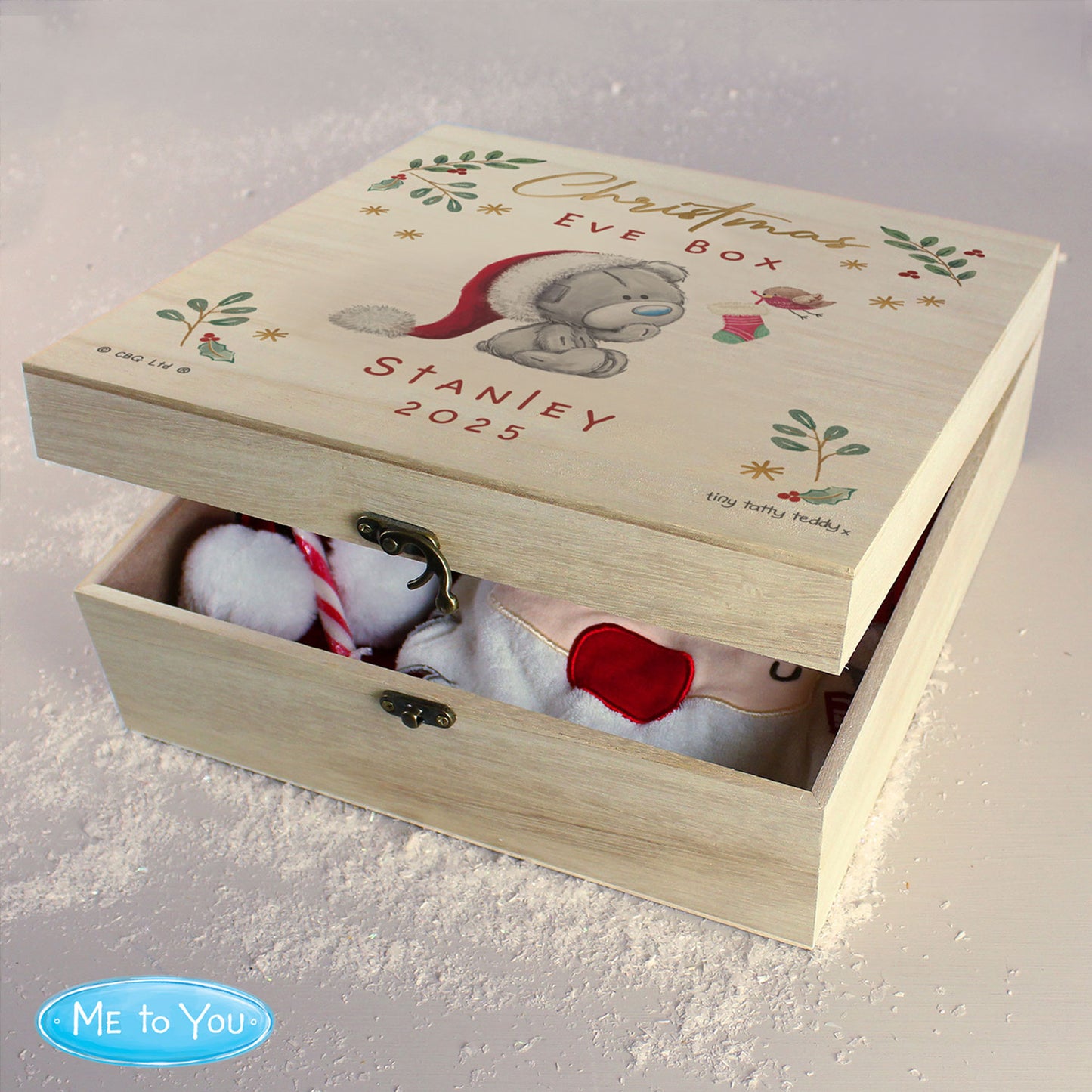 Personalised Tiny Tatty Teddy Large Wooden Christmas Eve Box