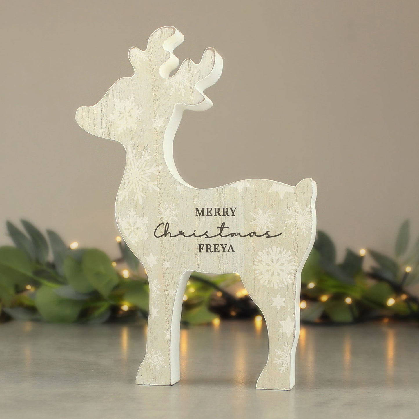 Personalised Wooden Snowflake Reindeer Ornament