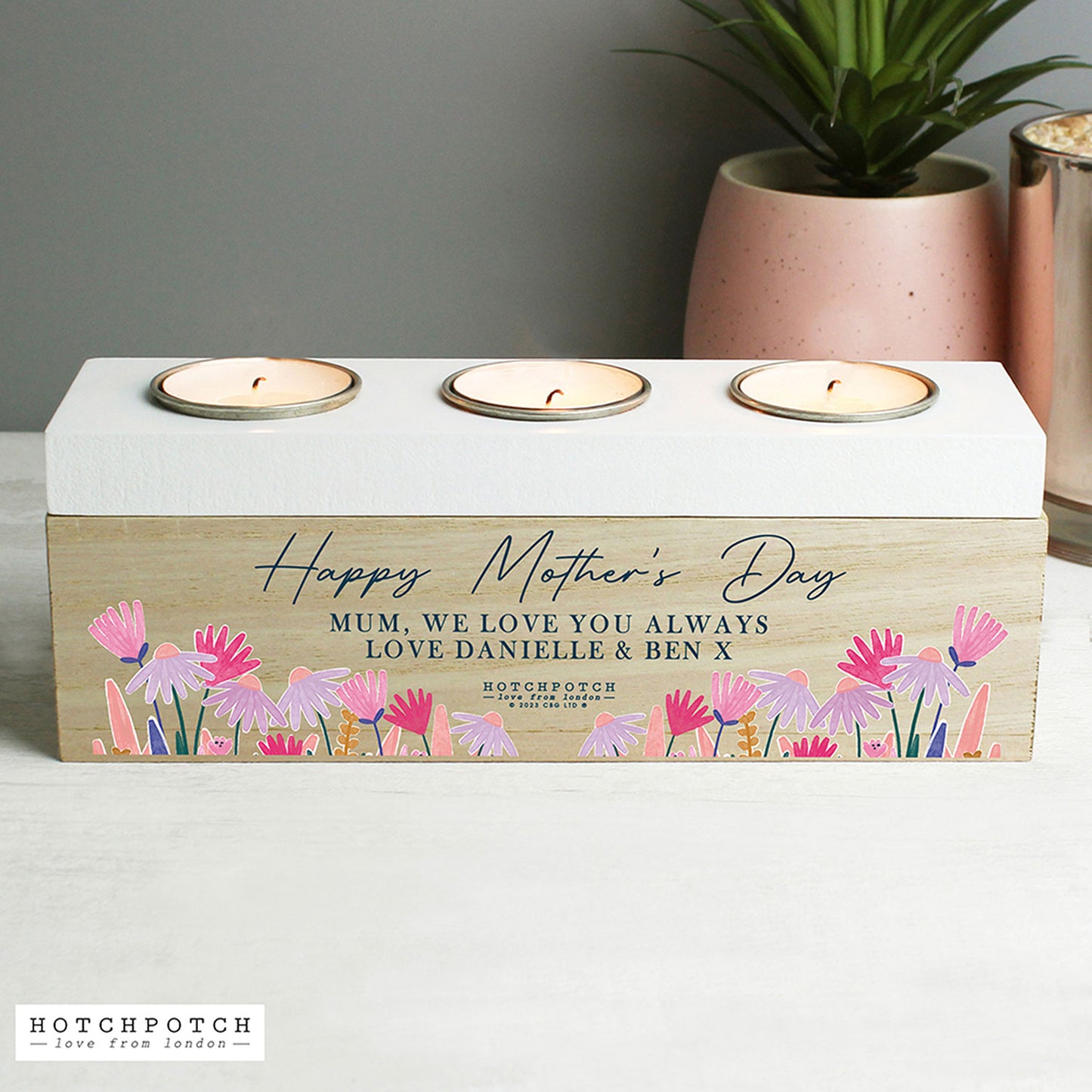 Personalised Floral Tealight Box