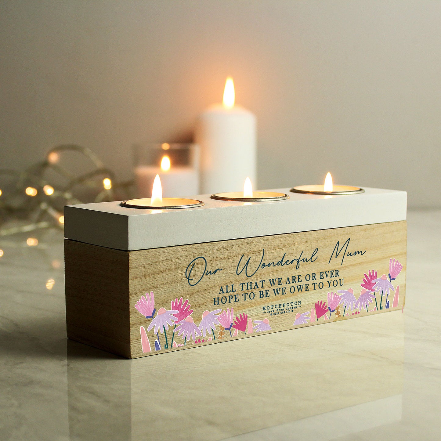 Personalised Floral Tealight Box