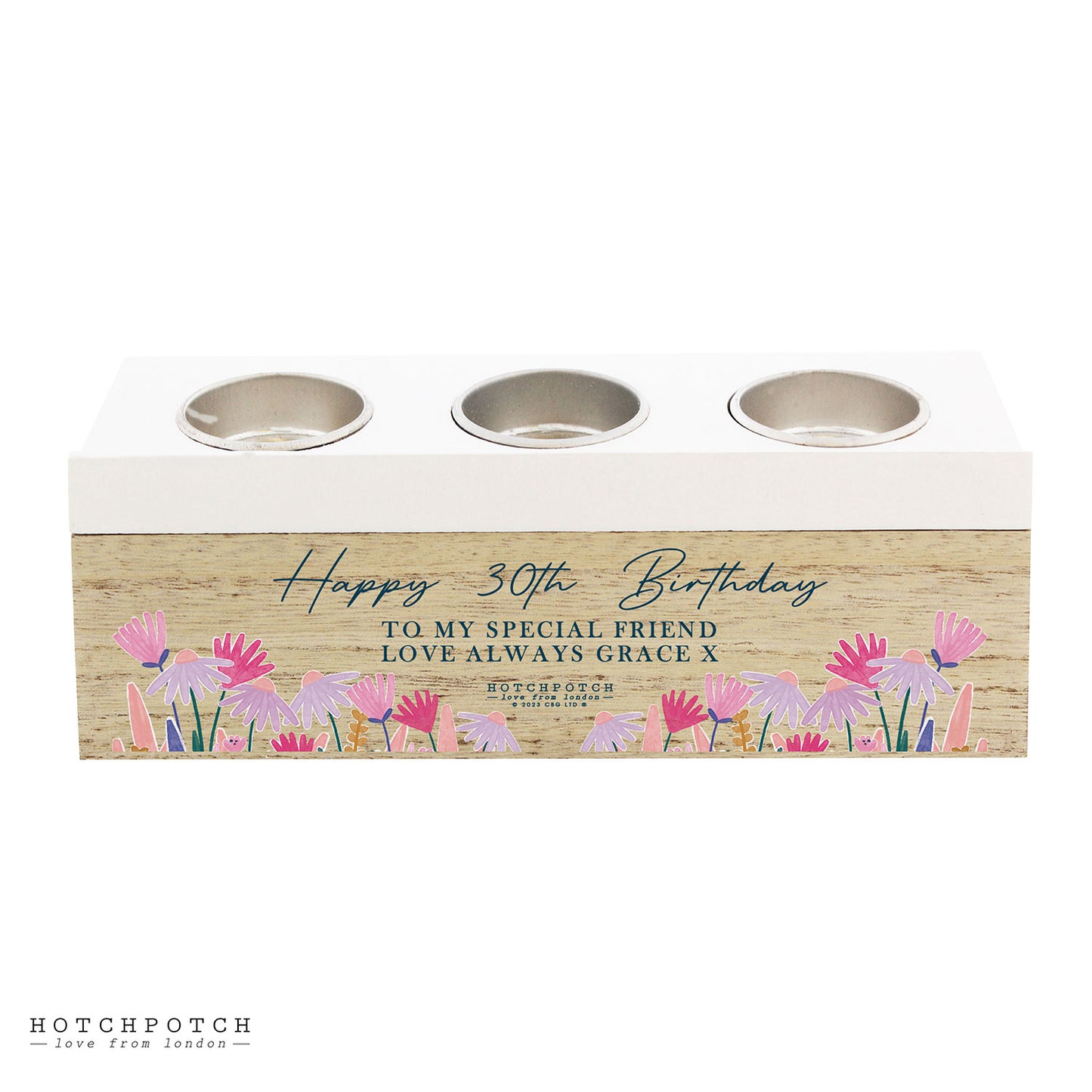 Personalised Floral Tealight Box