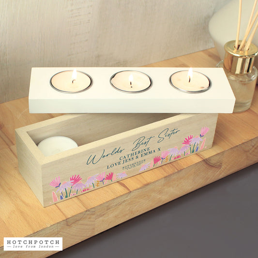 Personalised Floral Tealight Box