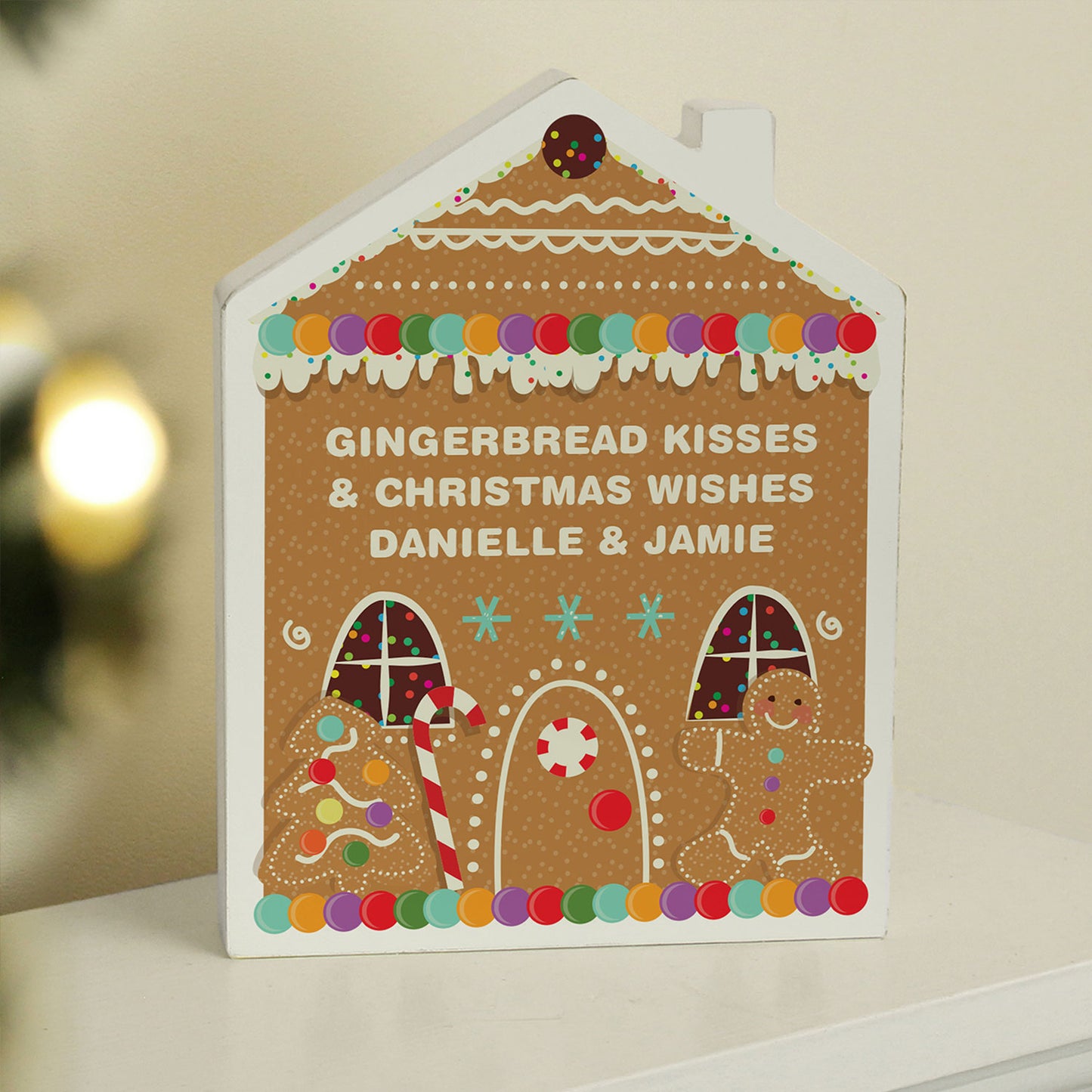 Personalised Christmas Wooden Gingerbread House Sign