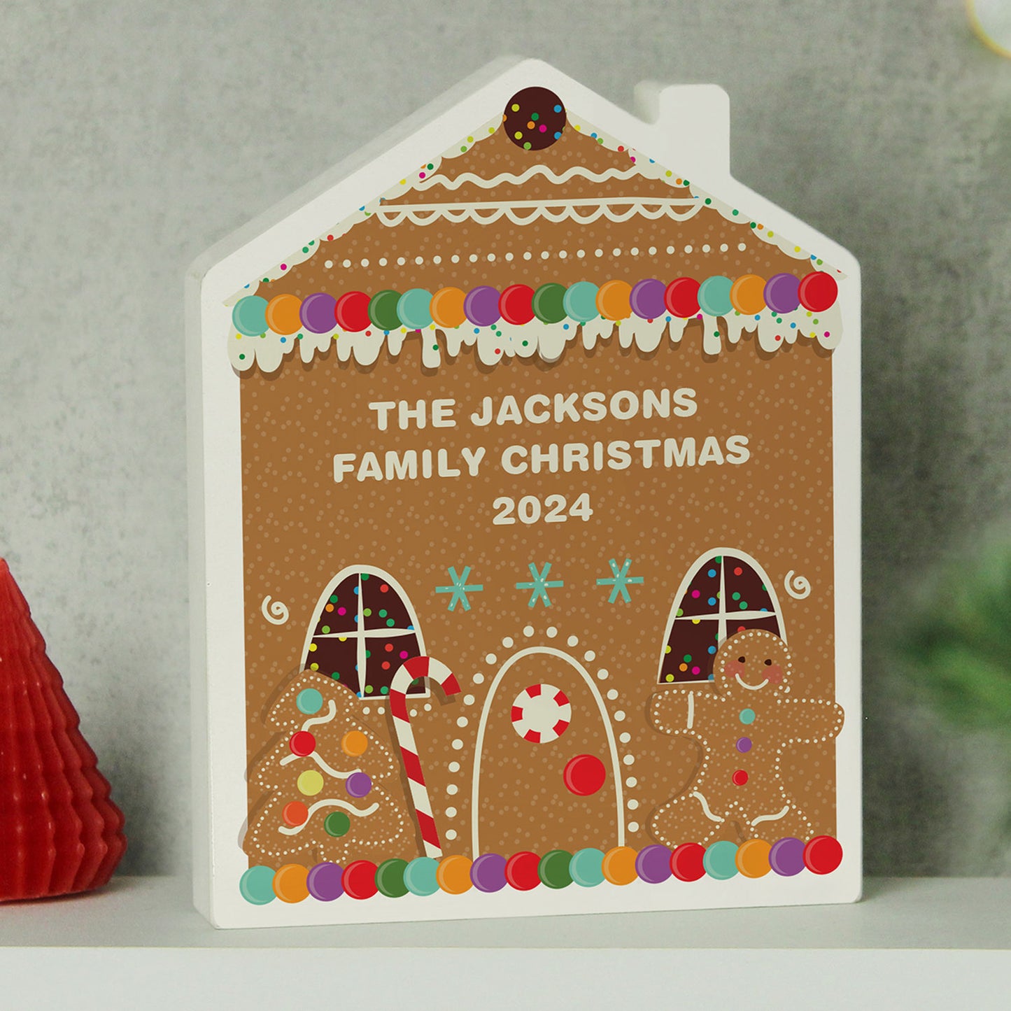 Personalised Christmas Wooden Gingerbread House Sign