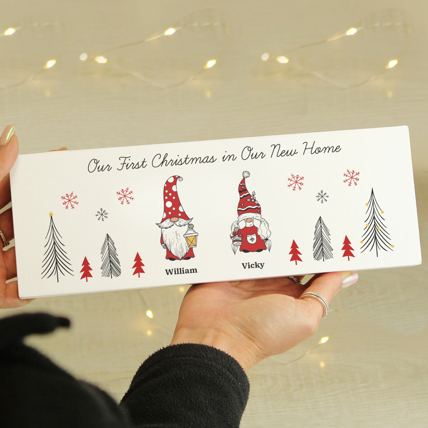 Personalised Gonk Family Mantle Christmas Block Sign Julian Charles Home