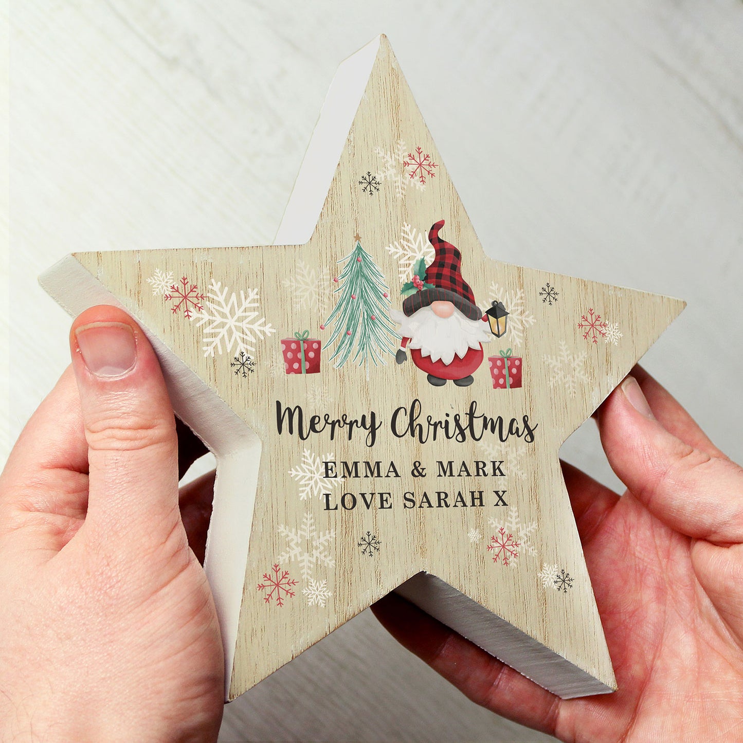 Personalised Gonk Wooden Star Ornament