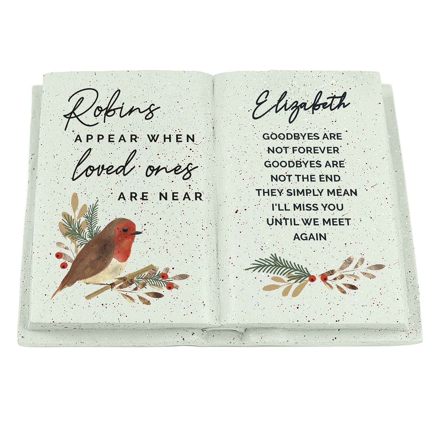 Personalised Robin Resin Memorial Book