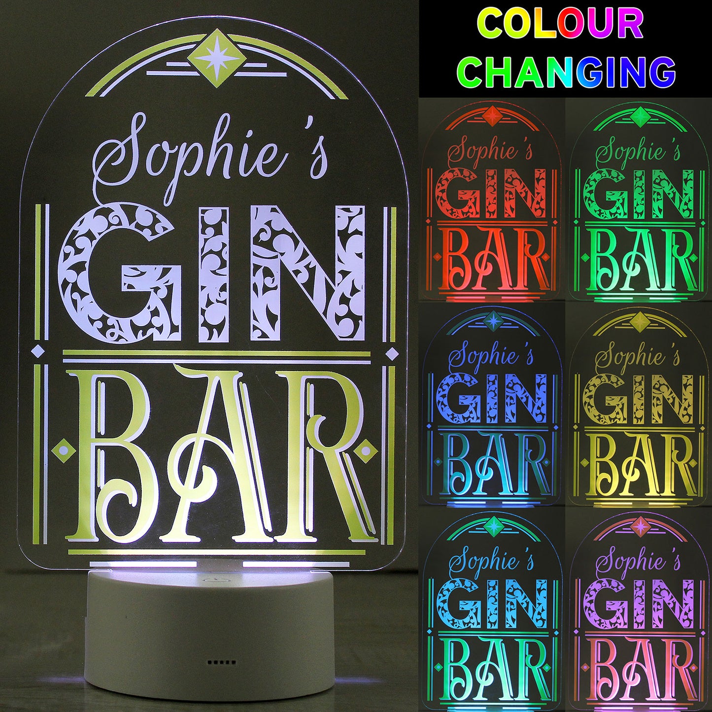 Personalised Gin Bar LED Light