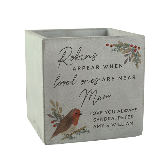 Personalised Robin Concrete Plant Pot