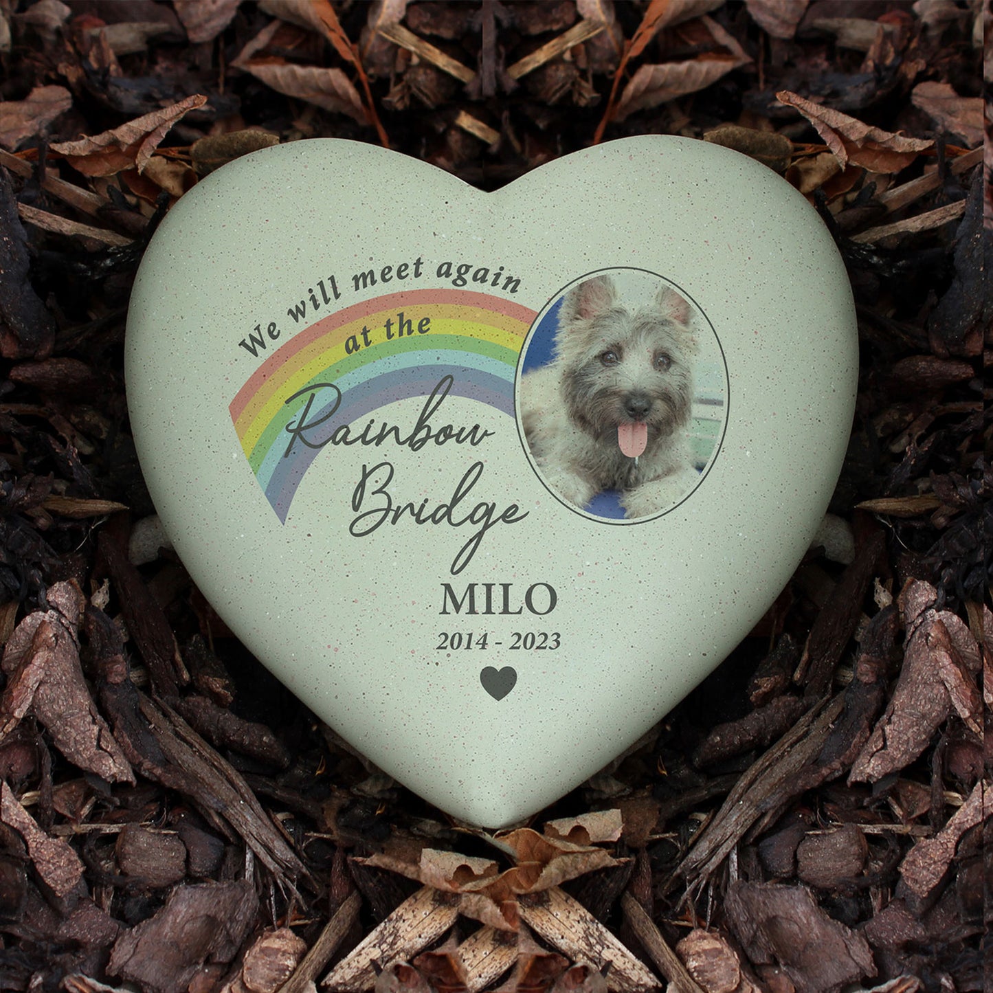 Personalised Pet Rainbow Photo Heart Memorial