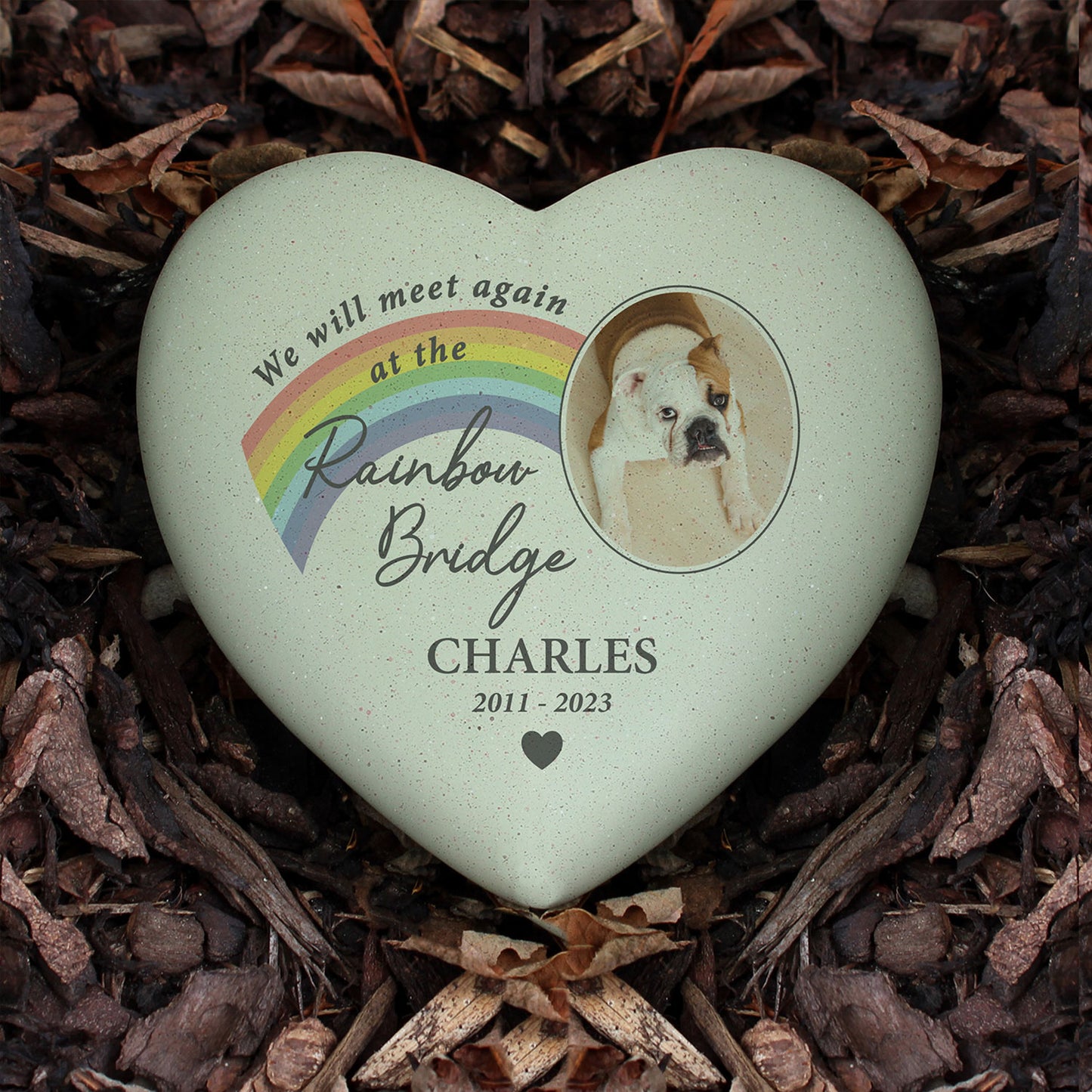 Personalised Pet Rainbow Photo Heart Memorial