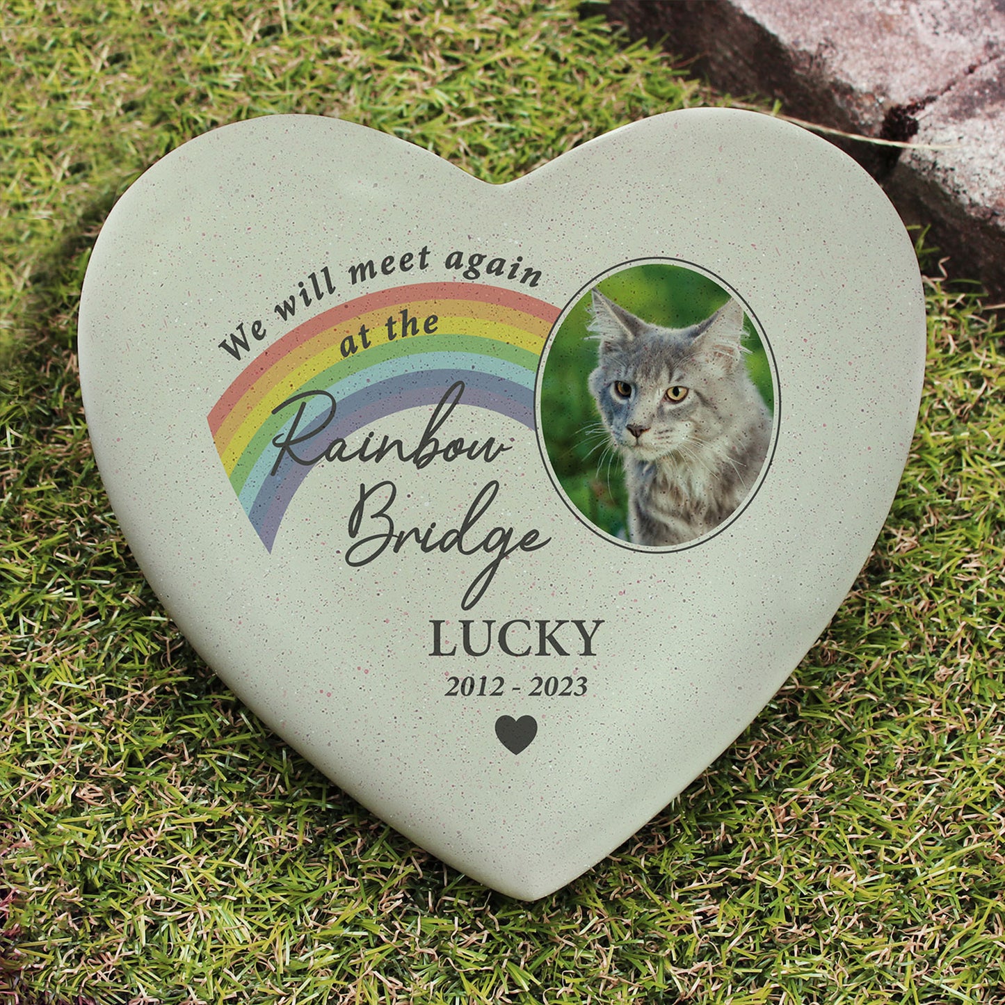 Personalised Pet Rainbow Photo Heart Memorial