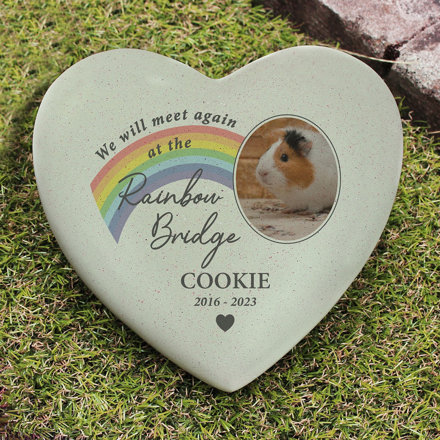 Personalised Pet Rainbow Photo Heart Memorial