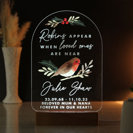 Personalised Robin Memorial LED Light