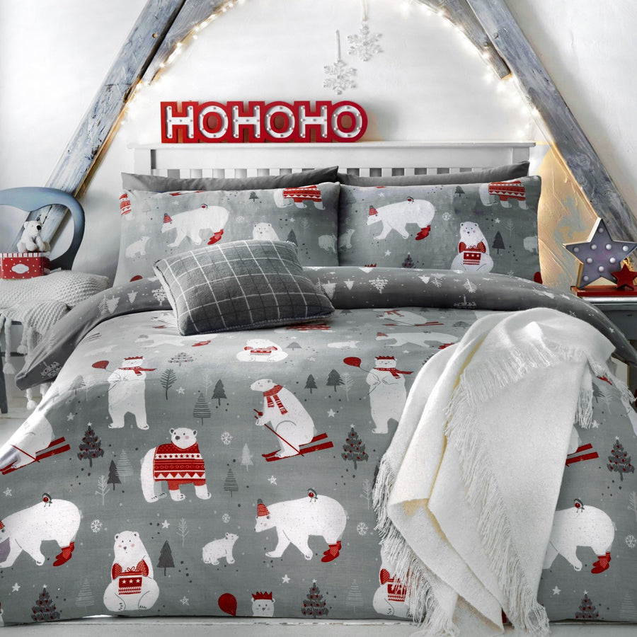 Polar Bear Grey Reversible Duvet Set