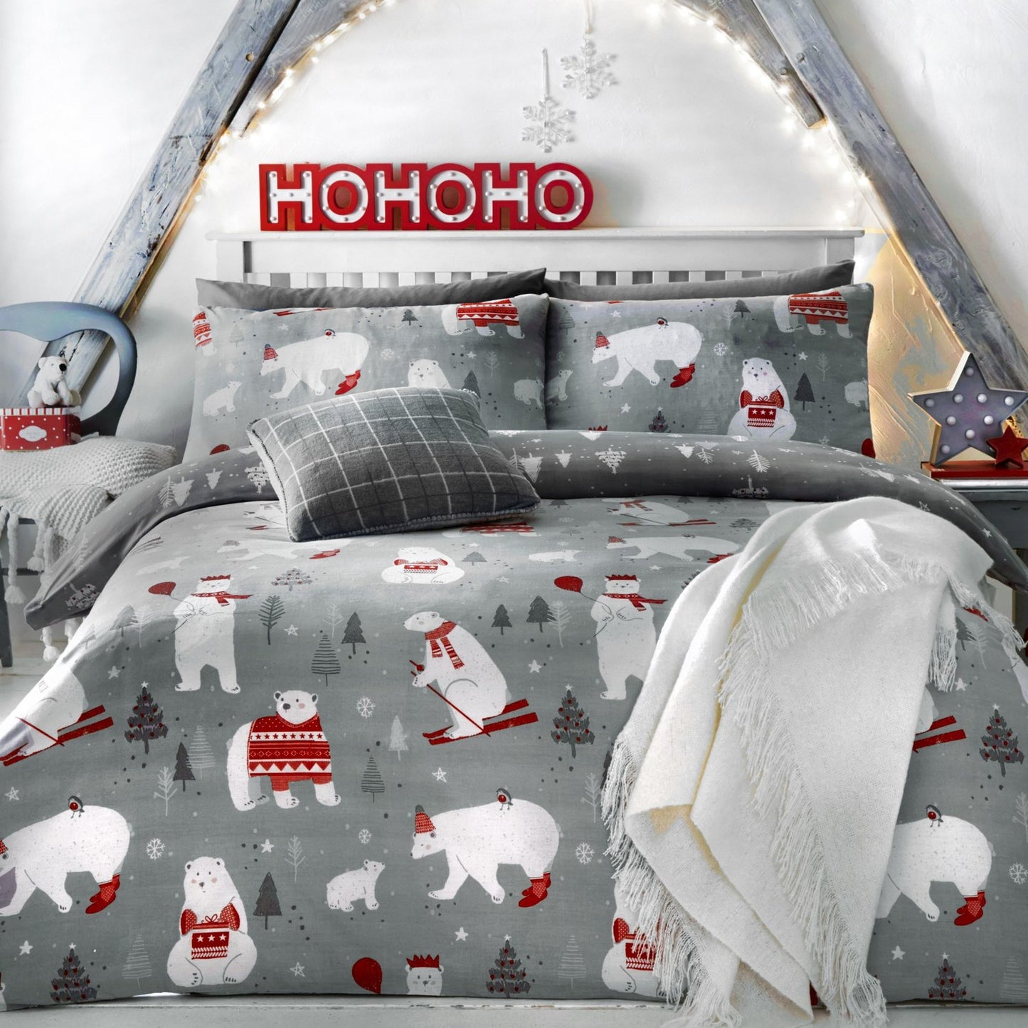 Polar Bears Silver Easy Care Duvet Set