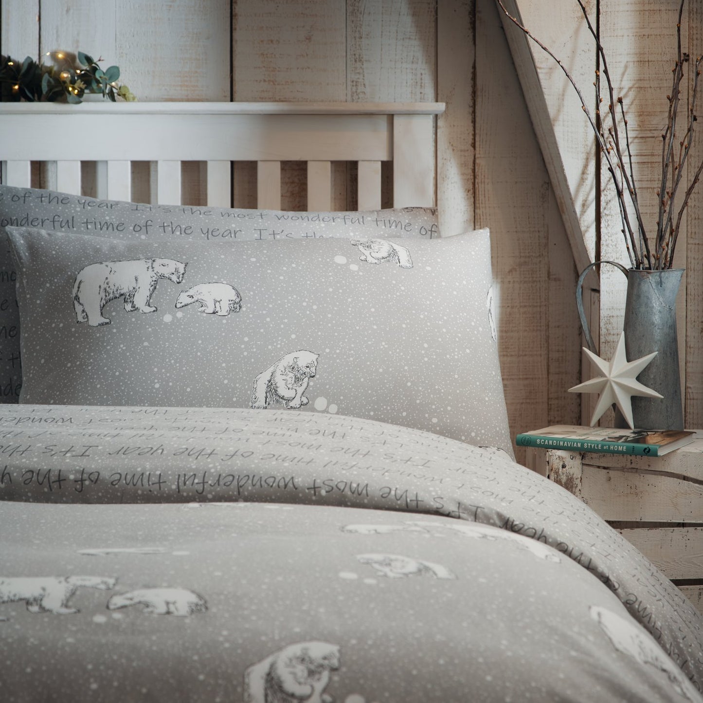 Polar Bear Grey Reversible Duvet Set